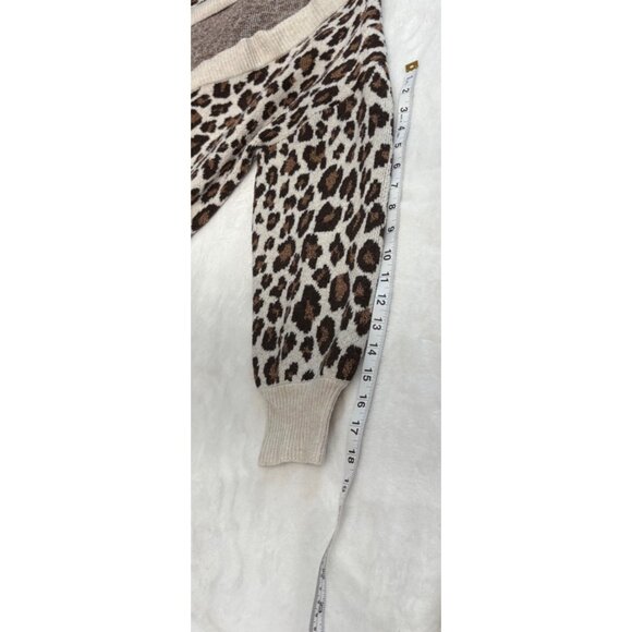 Leopard Print Open Front Belted Knit Cardigan Womens Size Medium Time & Tru - Picture 11 of 12